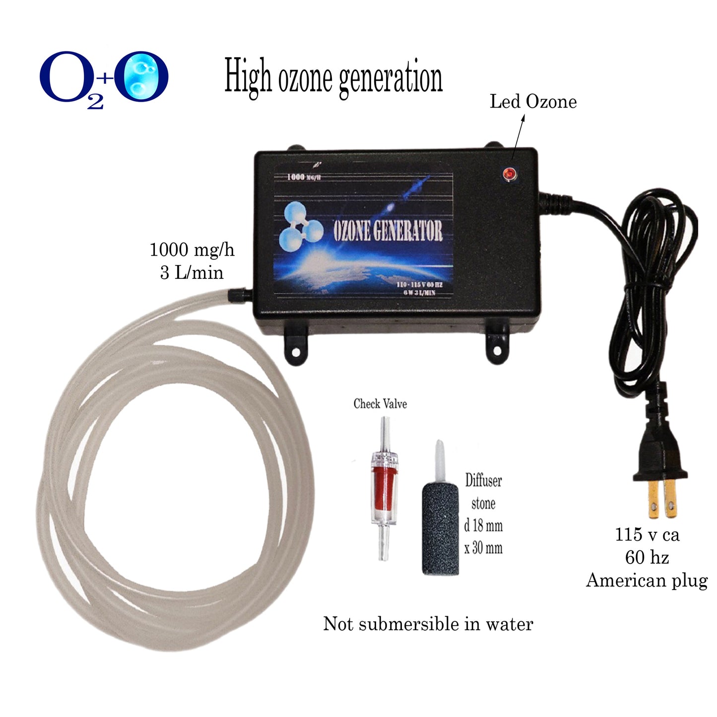 Ozone generator for cold plunge tub, 1000 mg/h ozone generator for ice bath or hot tub, cold immersion accessories. OZ-10