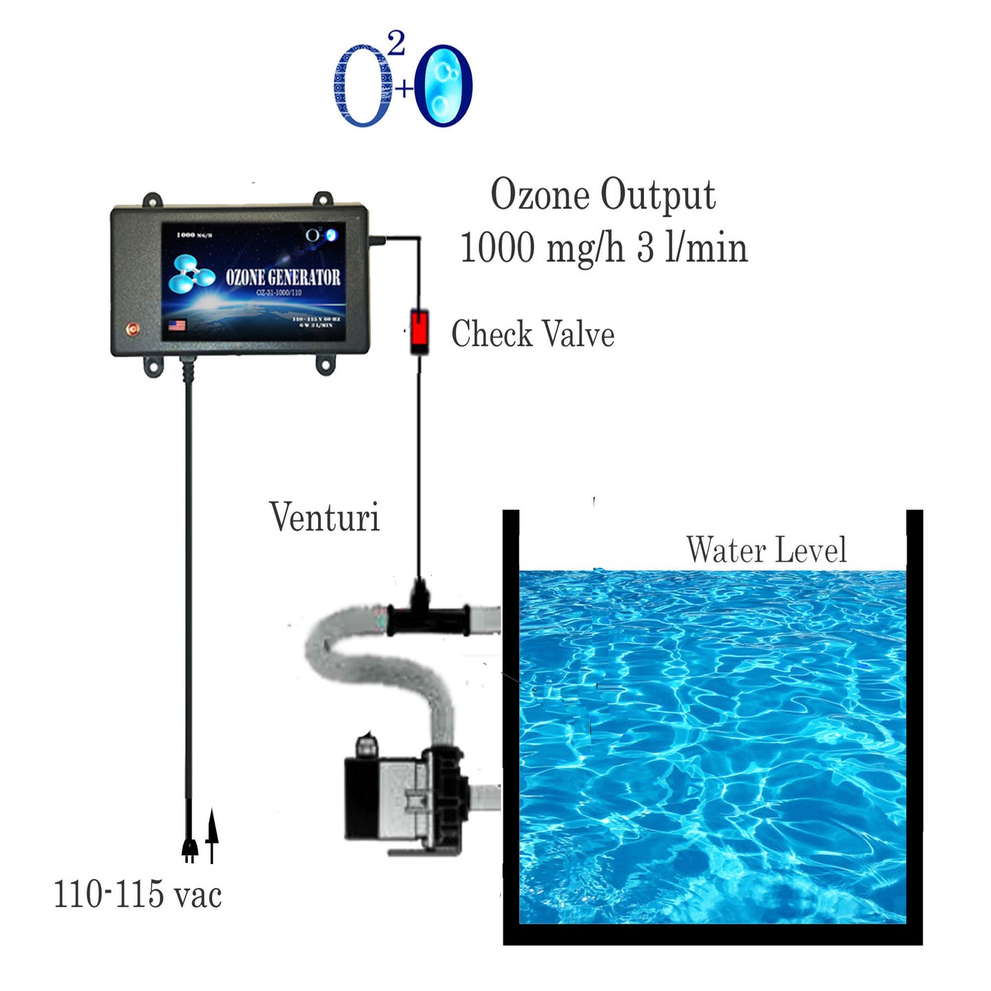 Cold plunge Ozone generator for air, water and oil ozonation purification. 1000mg/h