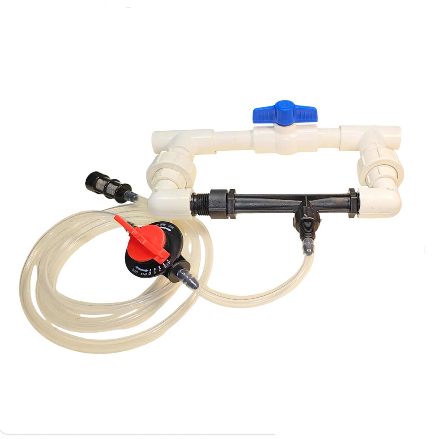 Venturi with Bypass and 1/2" Flow Regulation Valve for Irrigation Systems and Gardens.