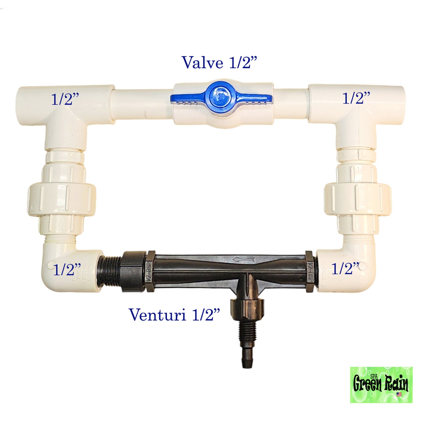 Venturi with Bypass and 1/2" Flow Regulation Valve for Irrigation Systems and Gardens.